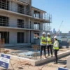 Australian construction site showing workers inspecting building structures for compliance with 2026 safety standards