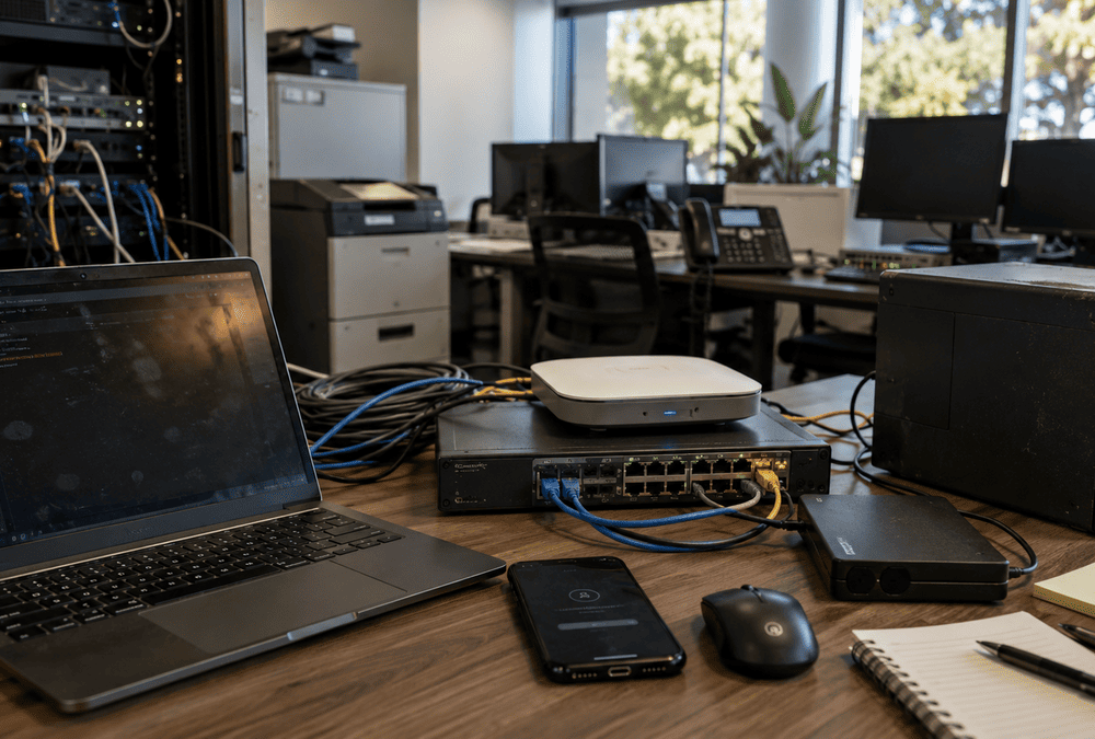 Managed IT equipment in a modern Australian office.