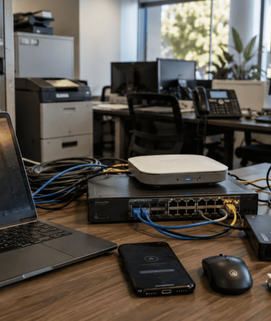 Managed IT equipment in a modern Australian office.