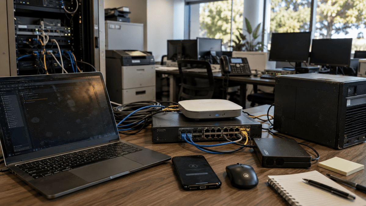 Managed IT equipment in a modern Australian office.