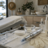 Microneedling device and sterile skincare tools in a sunlit Australian skin clinic.