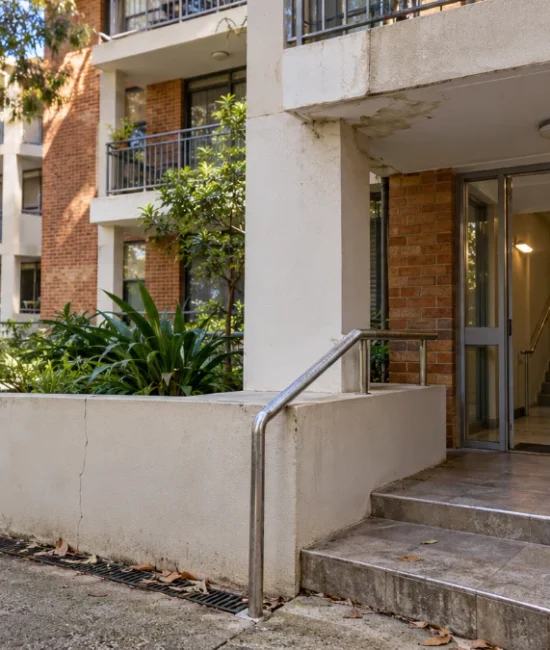 Shared entrance of an Australian strata apartment building.